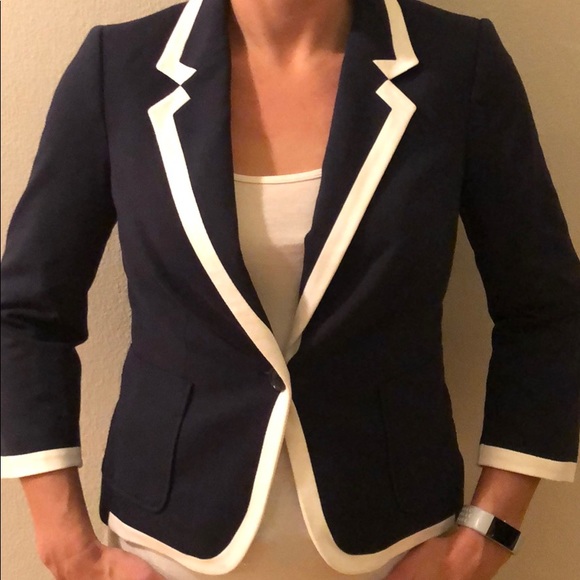 navy blazer white trim